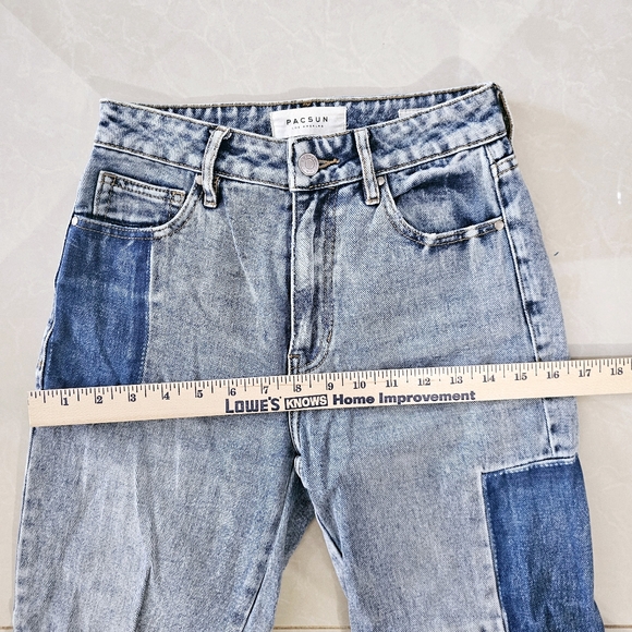 PACSUN Patchwork Denim Cut Off Jeans Womens Size 23 - Picture 8 of 10